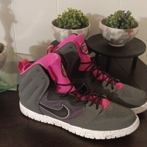 Nike Mens Pink and Gray High-Top Sneakers
